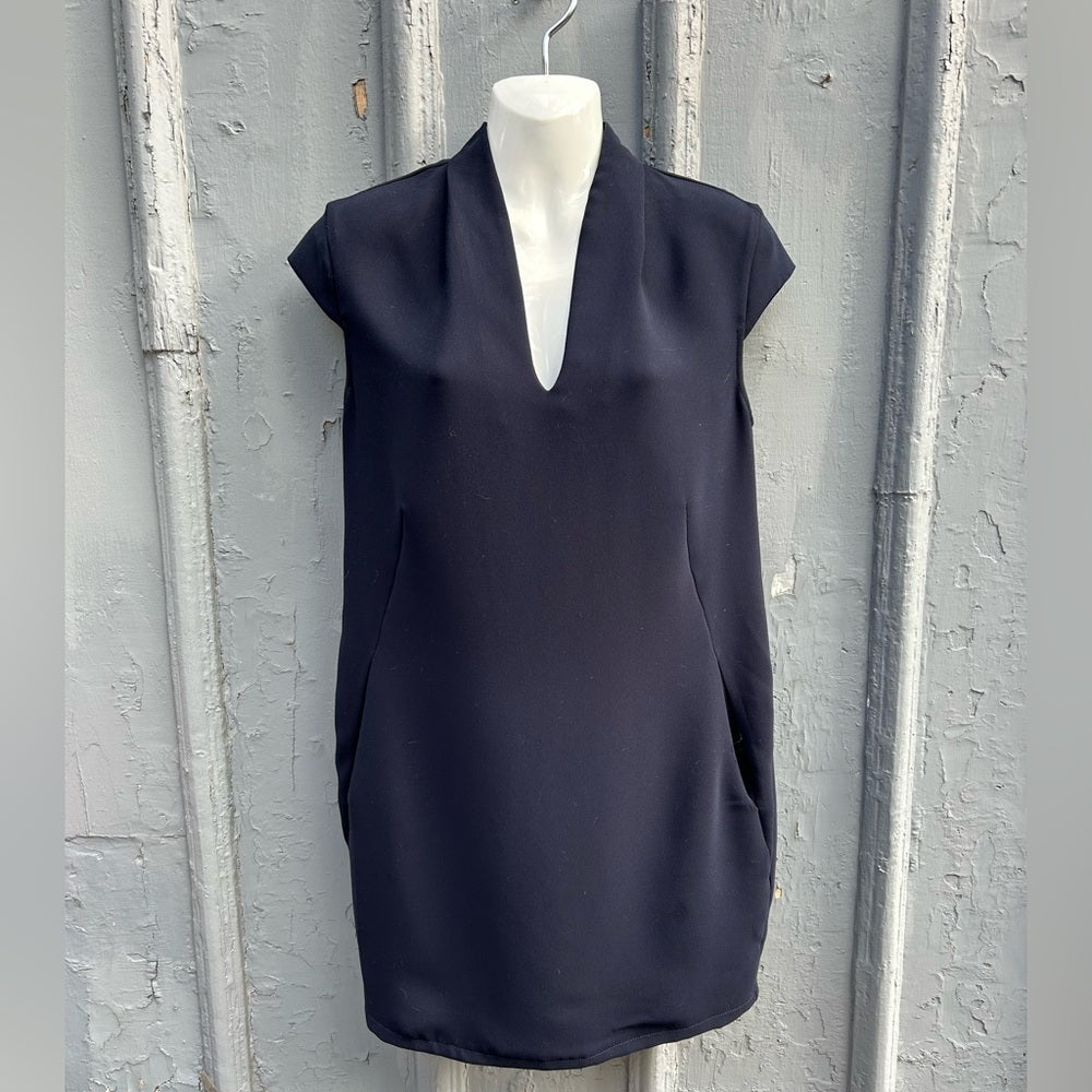 Whistles Paige V-Neck Crepe Shift Dress, size 2