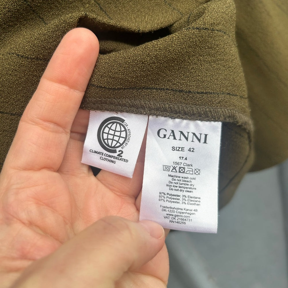 Ganni Olive Clark Blouse, size 42 (L)
