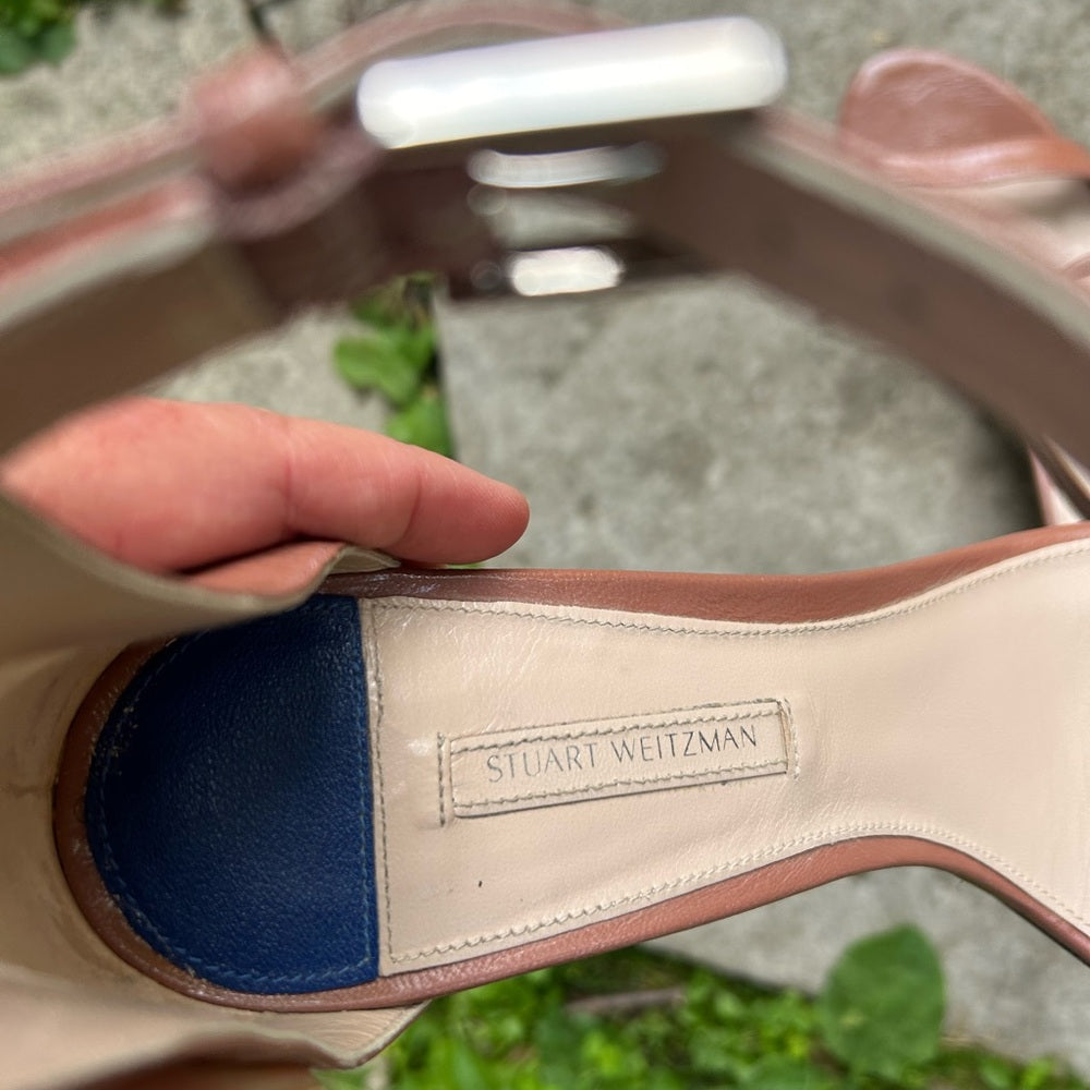 Stuart Weitzman 75 Less Nudist Sandals, size 9.5