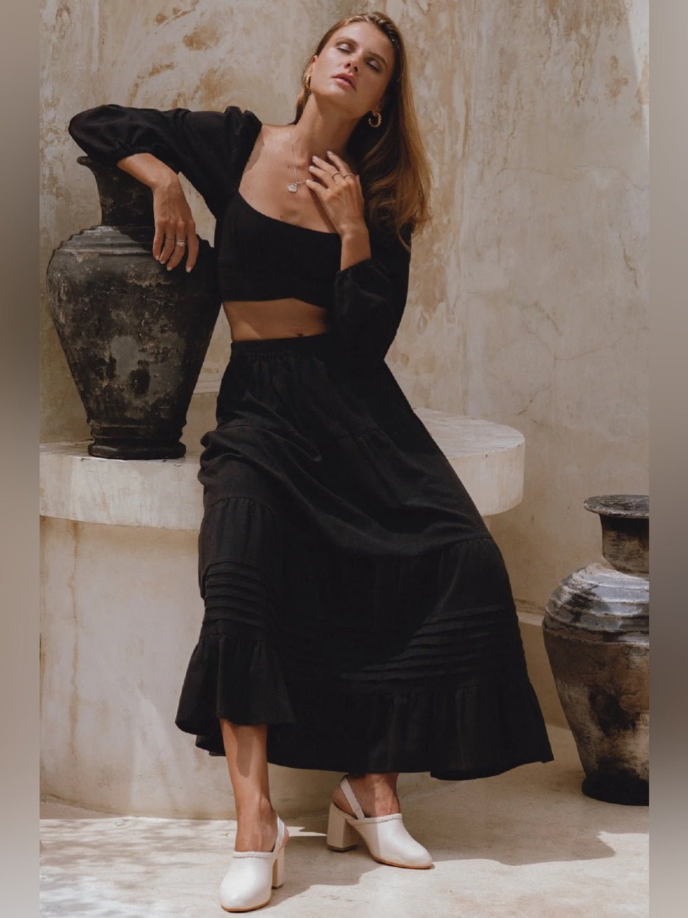 Baliln Black Casablanca Voluminous Skirt, size XL