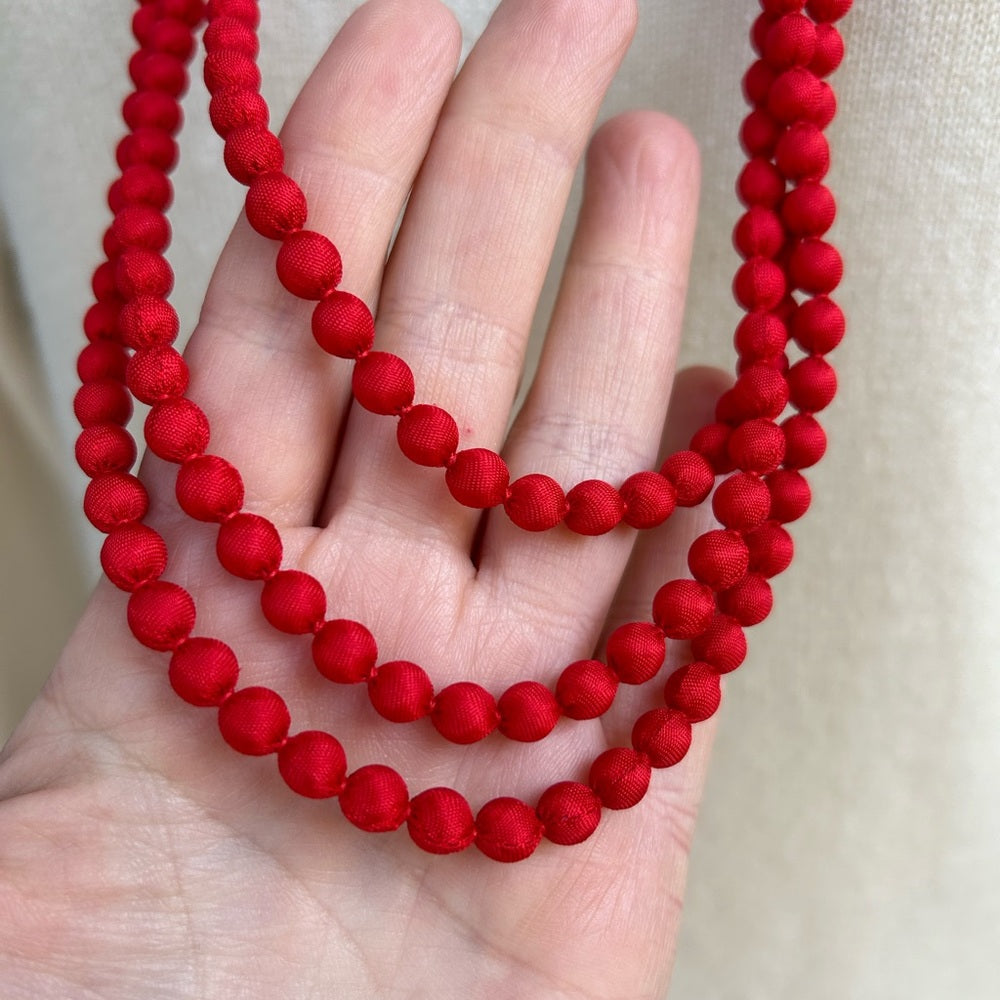 KEMI Fabric Beaded Necklaces, Red/Blue