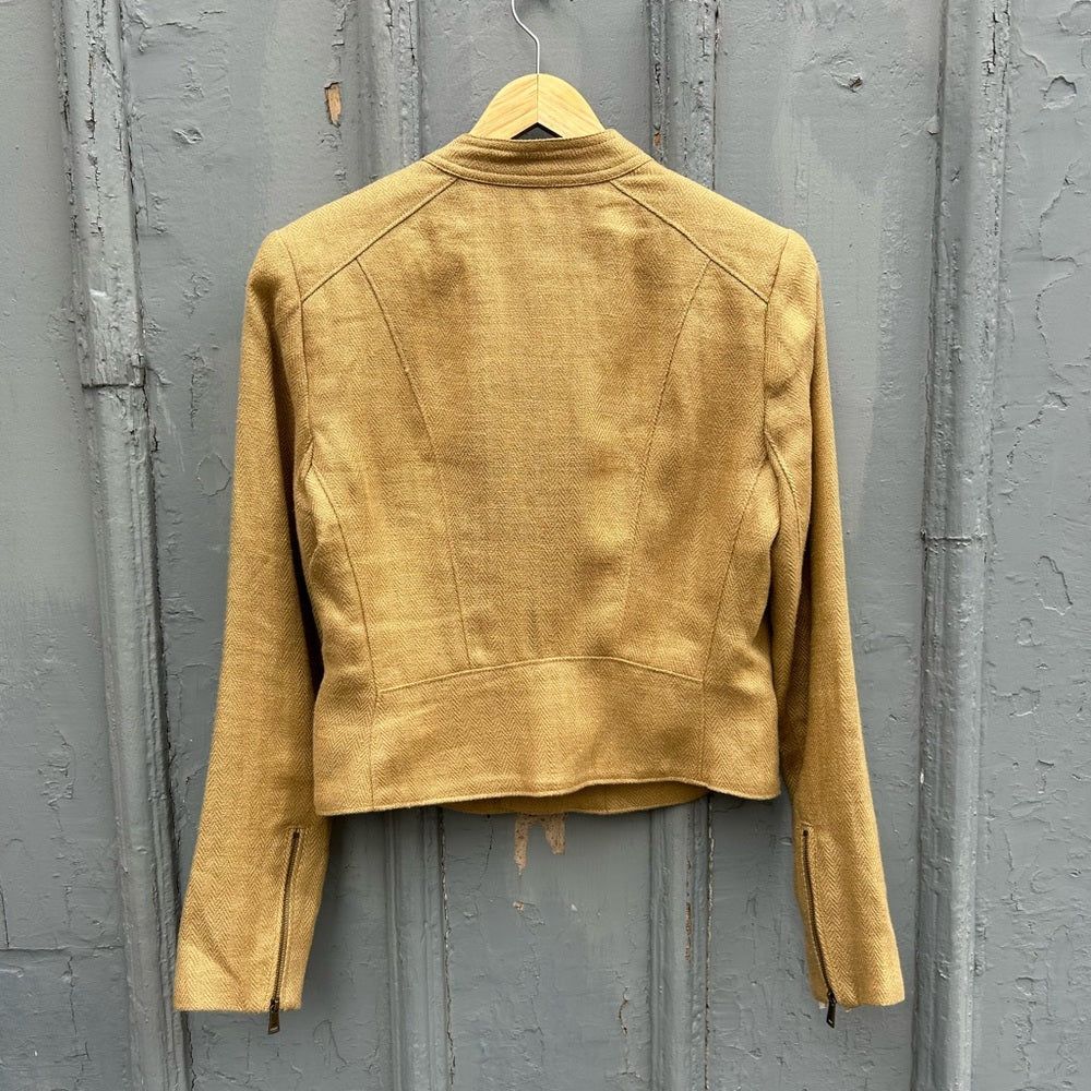Lauren Ralph Lauren beige Linen moto jacket, size 6