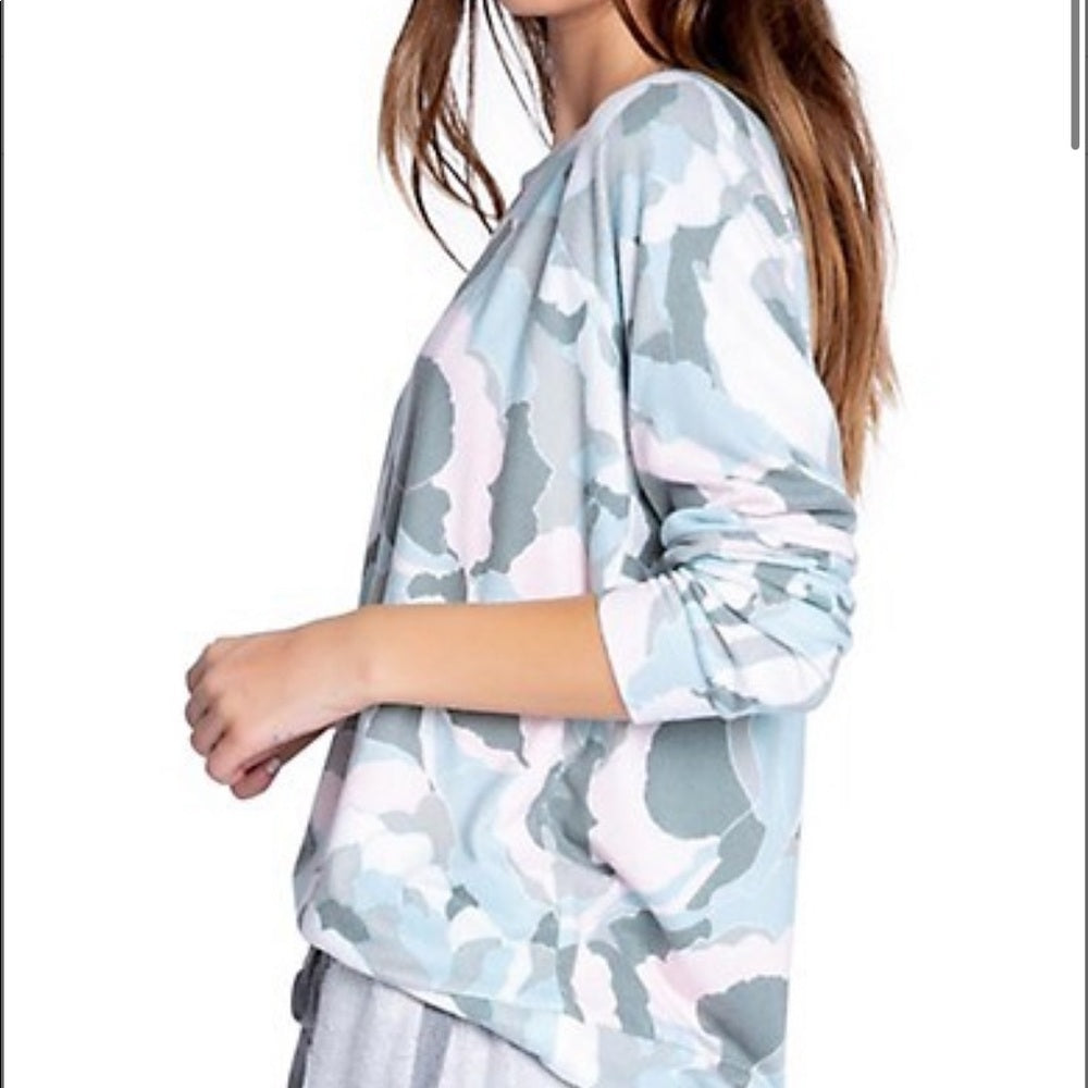 PJ Salvage Camo Blooms Printed Lounge Top, size XL