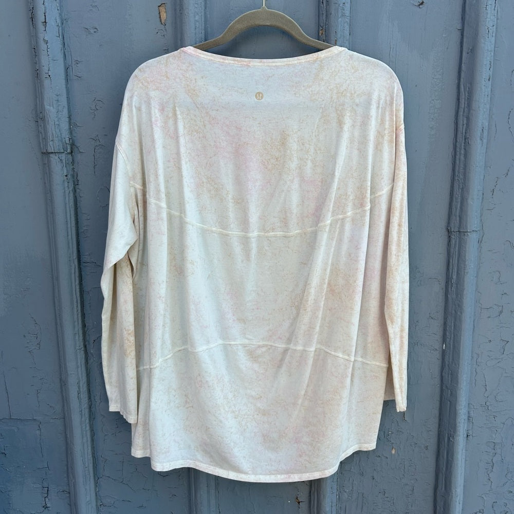 Lululemon Back in Action Long Sleeve Marmoleado TieDye White Opal Cafe, approx 8