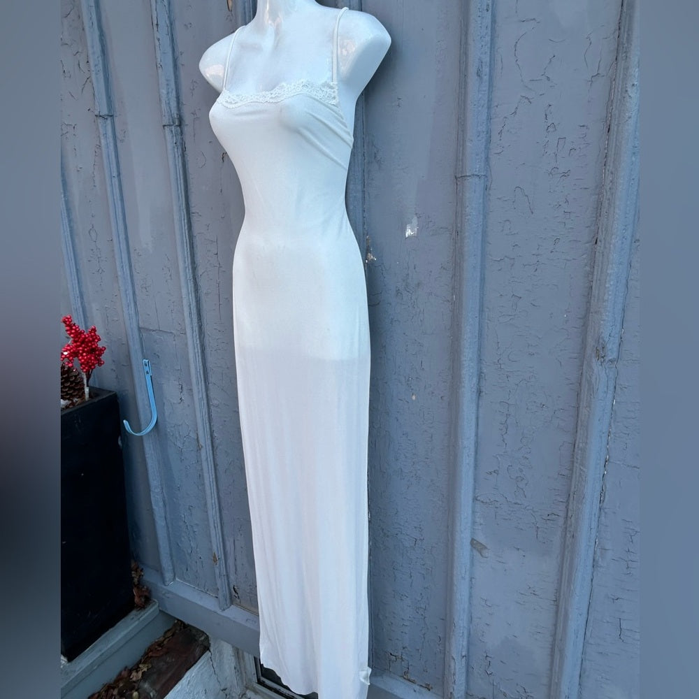 Skims Sheer Cream Maxi Slip, size L