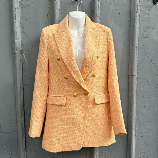 Jason Wu Peach Tweed Double Breasted Blazer, size xs