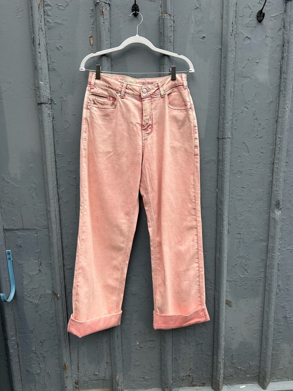 Pilcro Pink Cuffed Oversized High-Rise Wide-Leg Jeans, size 26