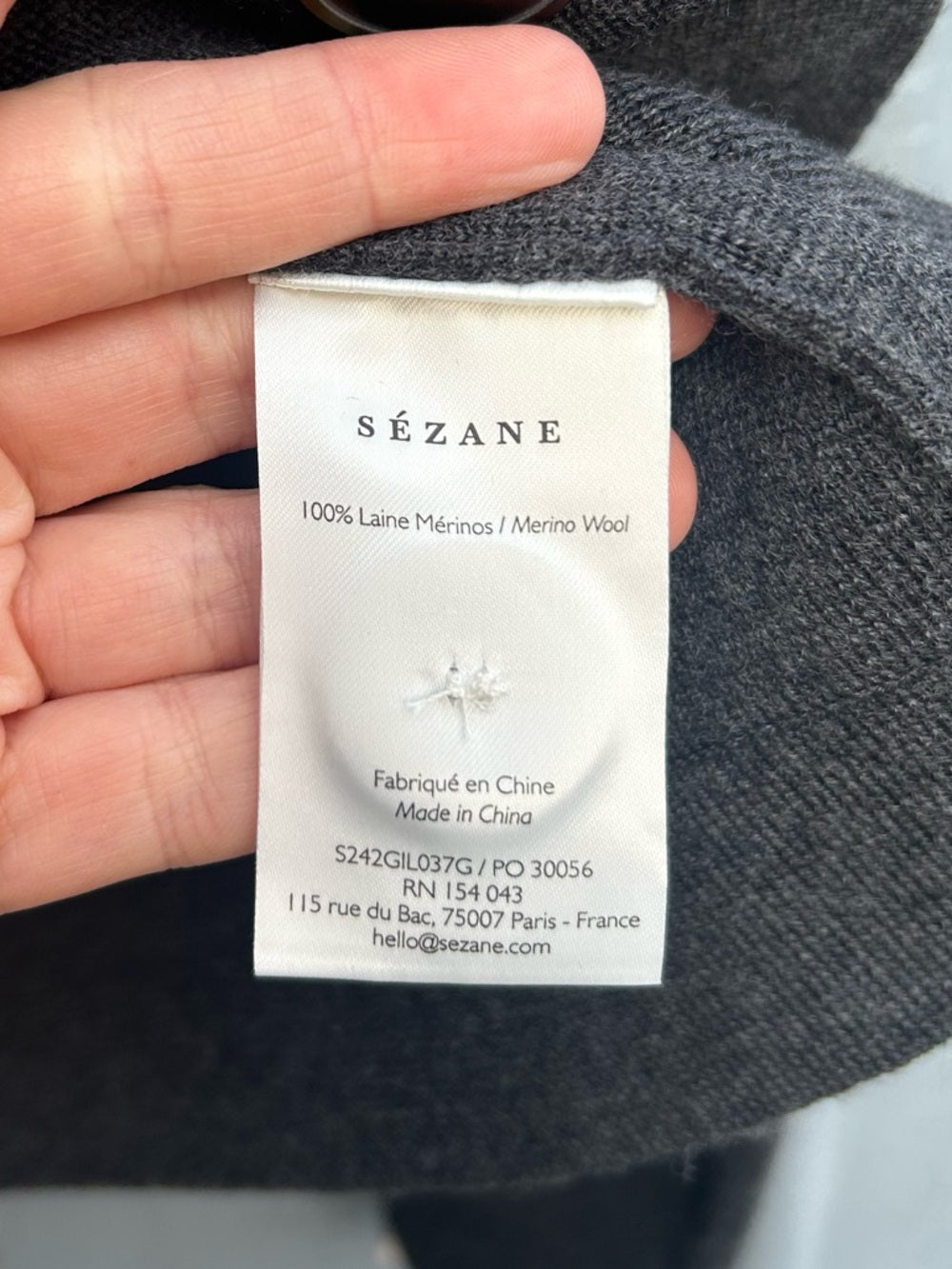 Sezane Anthracite Grey Betty Cardigan, BNWT, Size L