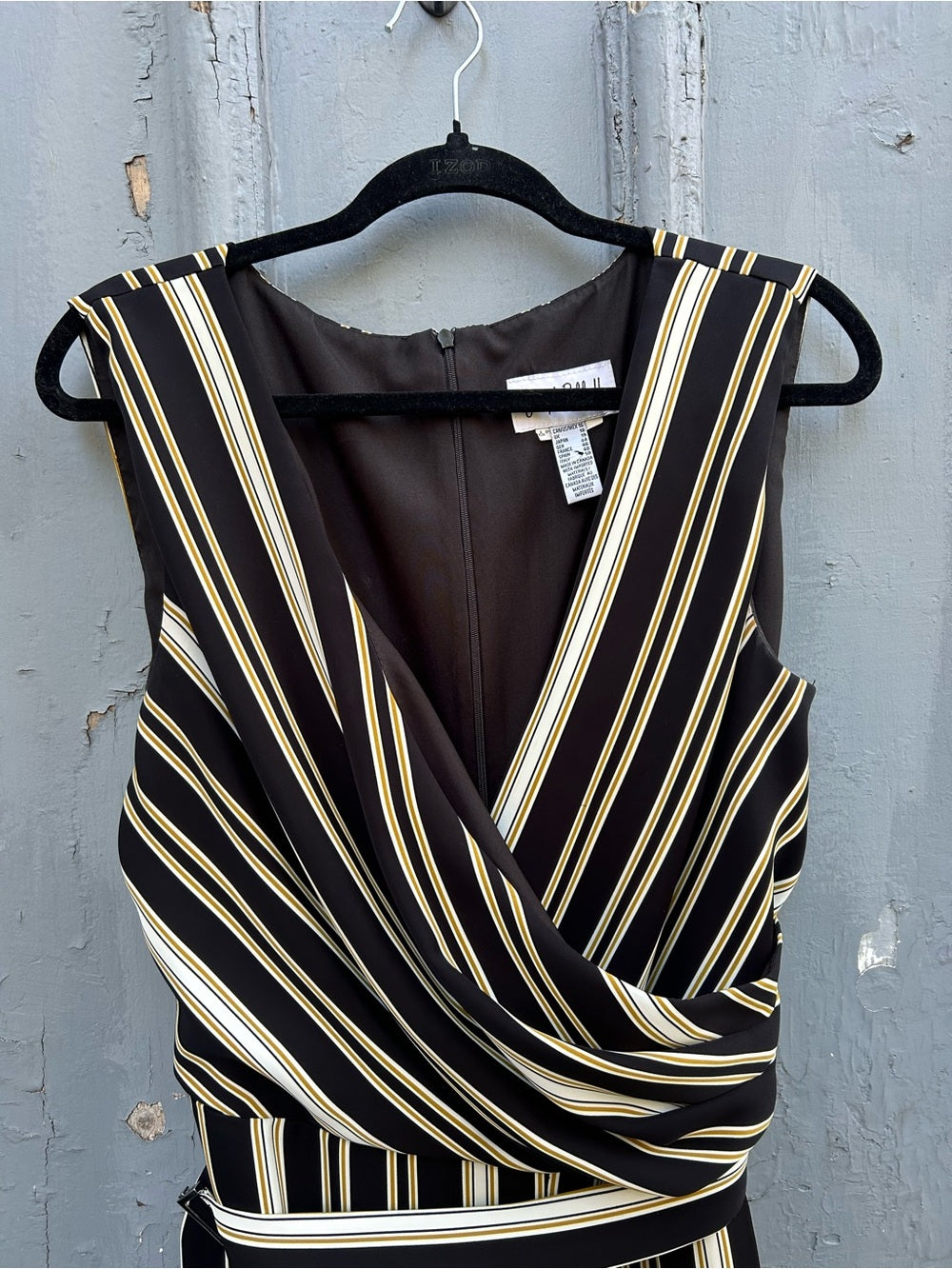Joseph Ribkoff Black & Gold Stripe Jumpsuit, Size 16