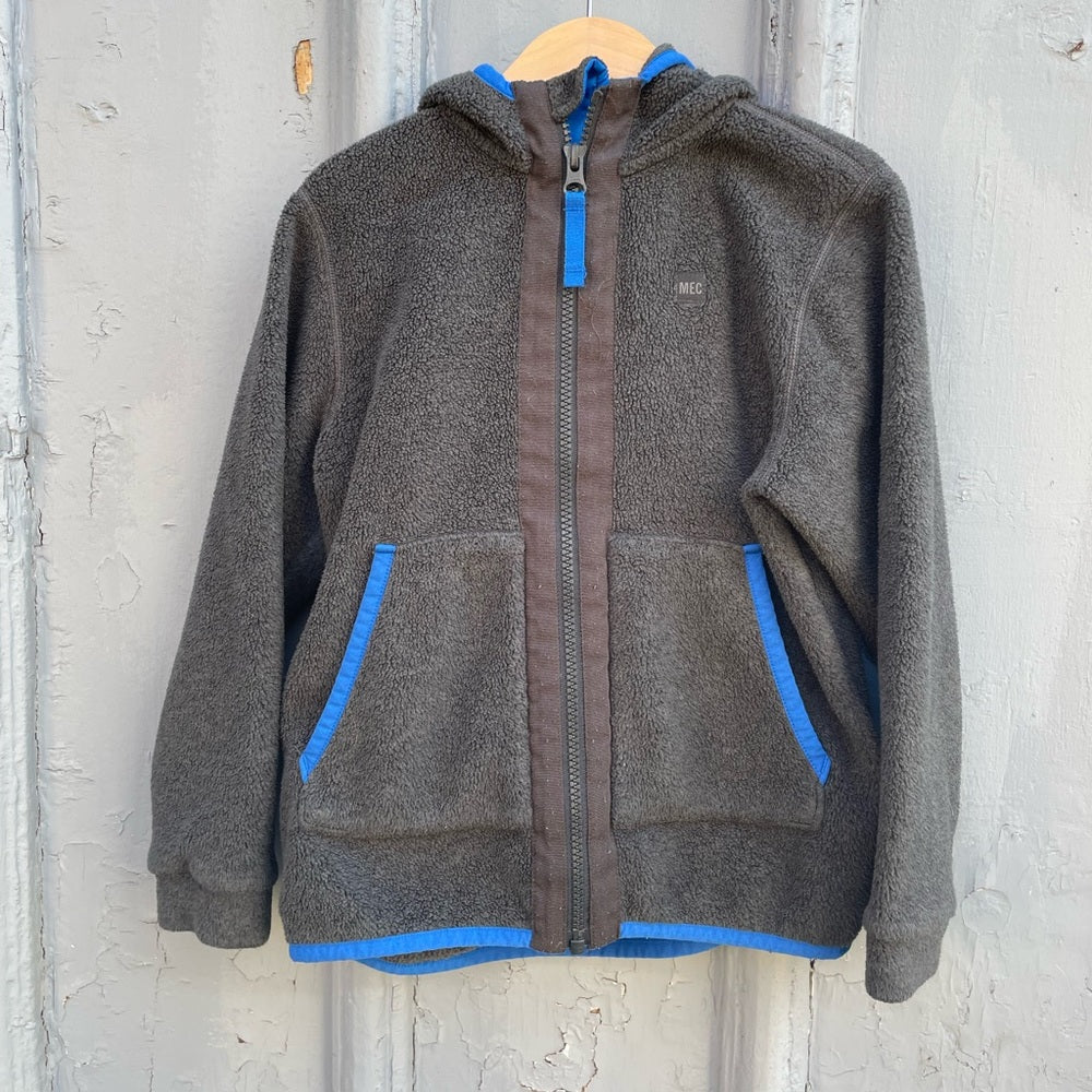 Mountain Equipment Co-op Children’s Fleece zip front sweatshirt hoodie, size 6