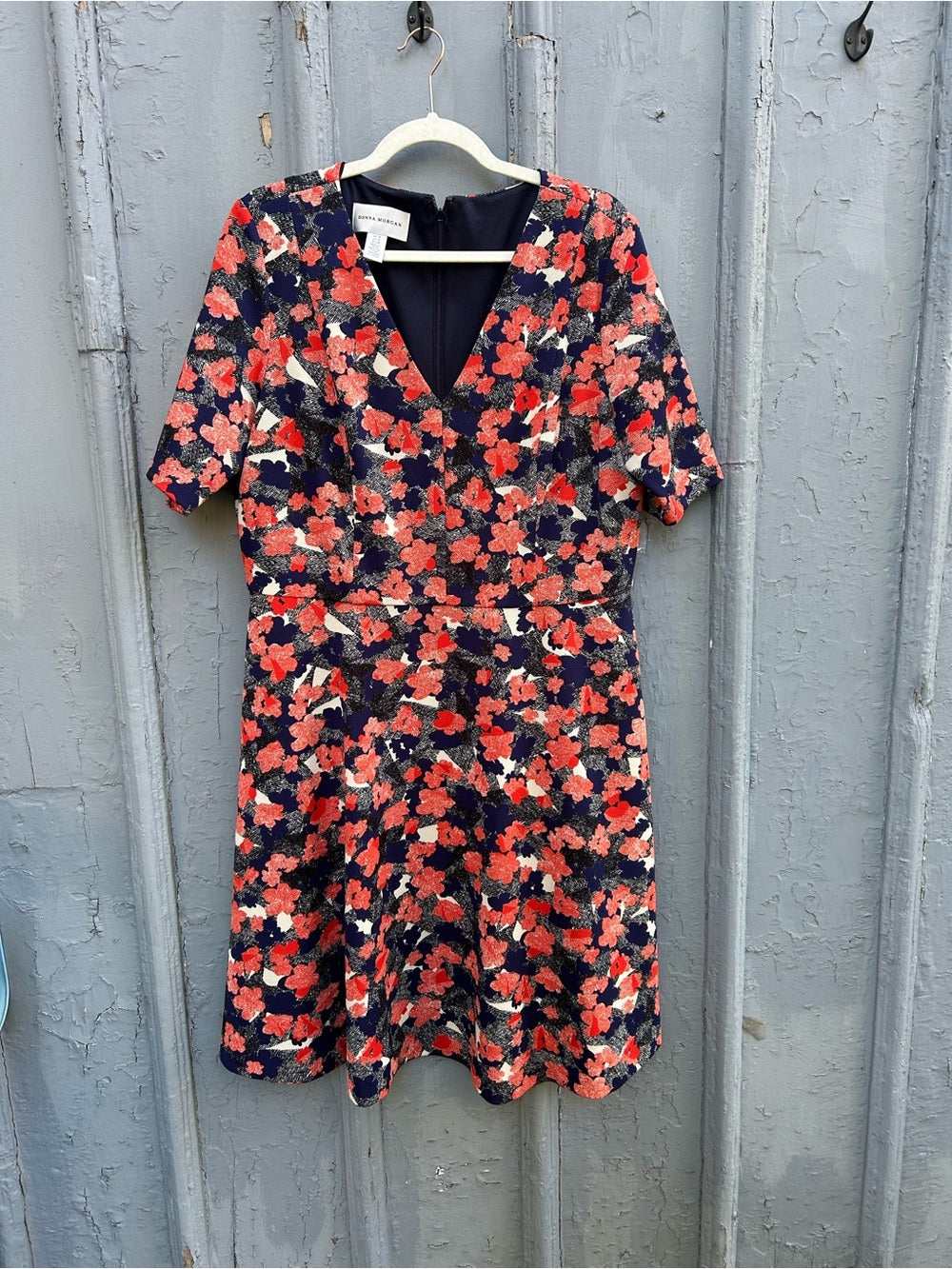 Donna Morgan Fit & Flare Blue red floral dress, size 16